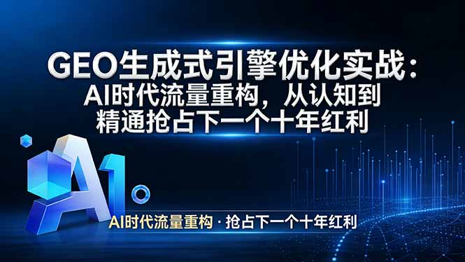 ba84e00005d97e9bae447fa51932b48d.jpeg GEO 生成式引擎优化实战:AI时代流量重构,从认知到精通抢占下一个十年红利