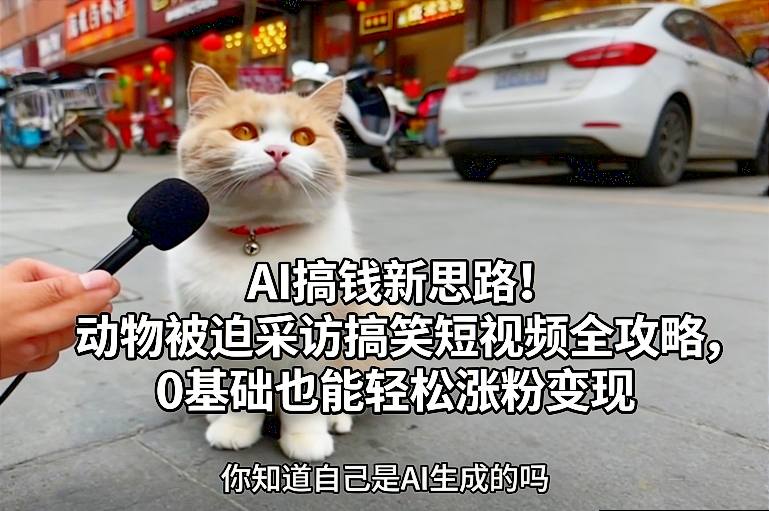 ba858fa7224bb286ea136e49c13353bb.jpeg AI搞钱新思路!动物被迫采访搞笑短视频全攻略,0基础也能轻松涨粉变现