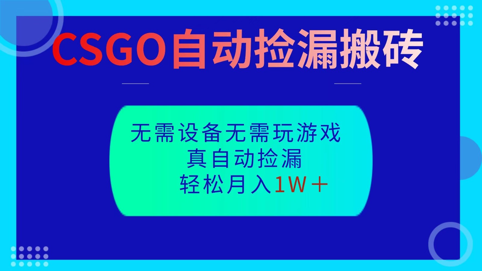 CSGO自动捡漏搬砖,当天操作当天见结果,无需了解游戏,包教包会包落地-鼎铸网