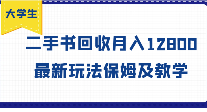 大学生创业风向标，二手书回收月入12800，最新玩法保姆及教学-鼎铸网