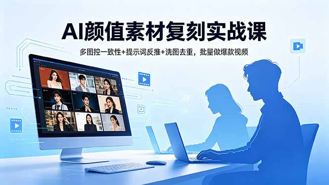 AI颜值素材复刻实战课,多图控一致性+提示词反推+洗图去重,批量做爆款视频-鼎铸网