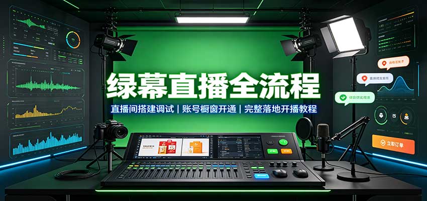 绿幕直播全流程:直播间搭建调试,账号橱窗开通,完整落地开播教程-鼎铸网