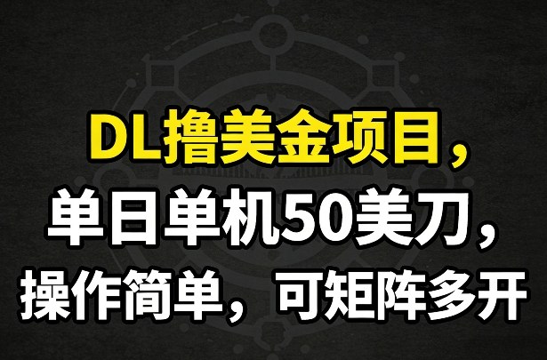DL撸美金项目,单日单机50美刀,操作简单,可矩阵多开-鼎铸网