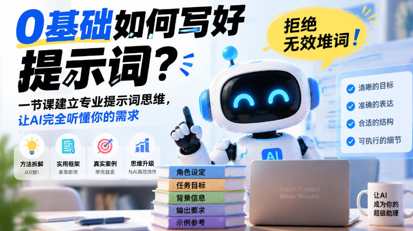 0基础如何写好提示词，拒绝无效堆词！一节课建立专业提示词思维，让AI完全听懂你的需求-鼎铸网