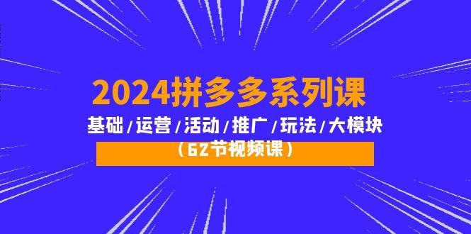 (10019期)2024拼多多系列课：基础/运营/活动/推广/玩法/大模块(62节视频课)-鼎铸网