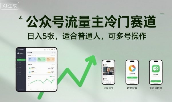 bc84f332e1b770f414e709b29170e4ee.jpeg 公众号流量主冷门赛道,日入5张,适合普通人,可多号操作