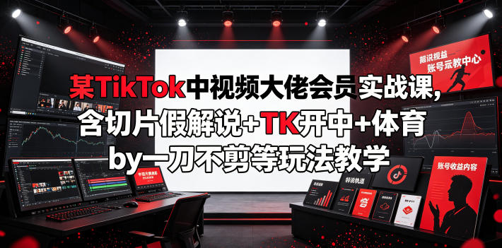 bc97c06ef1fca99f63cee914595bd58e.jpeg 某TikTok中视频大佬会员实战课,含切片假解说+TK开中+体育by一刀不剪等玩法教学