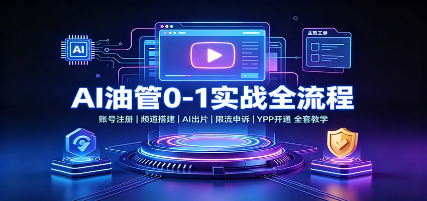 AI油管0-1实战：账号注册频道搭建，AI出片，限流申诉，YPP开通全套教学-鼎铸网