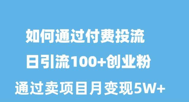 如何通过付费投流日引流100+创业粉月变现5W+-鼎铸网