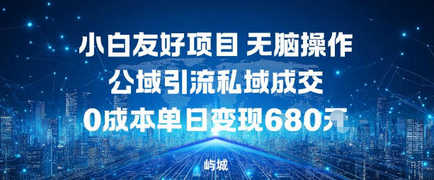 小白友好项目,无脑操作,公域引流私域成交,0成本单日变现680米-鼎铸网