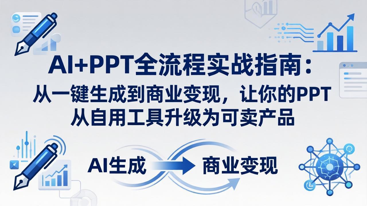 AI+PPT全流程实战指南-更新4月21:从一键生成到商业变现,让你的PPT从自用工具升级为可卖产品-鼎铸网
