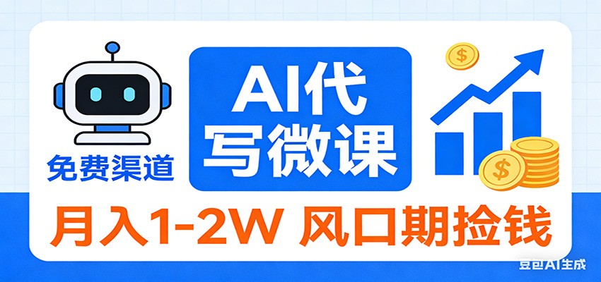 2026告别打工！AI 代写微课，提供免费渠道，月入 1-2W 风口期捡钱-鼎铸网