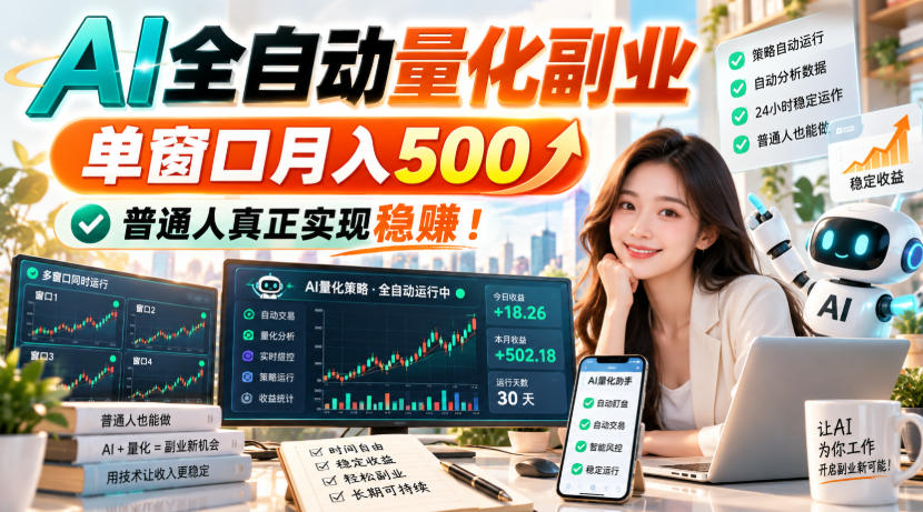 AI全自动量化副业，单窗口月入500，普通人真正实现稳賺！【揭秘】-鼎铸网