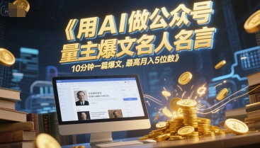 be304b532b3fb5ef94016d3a471f5453.jpeg 用AI做公众号流量主爆文名人名言,10分钟一篇爆文,最高月入5位数