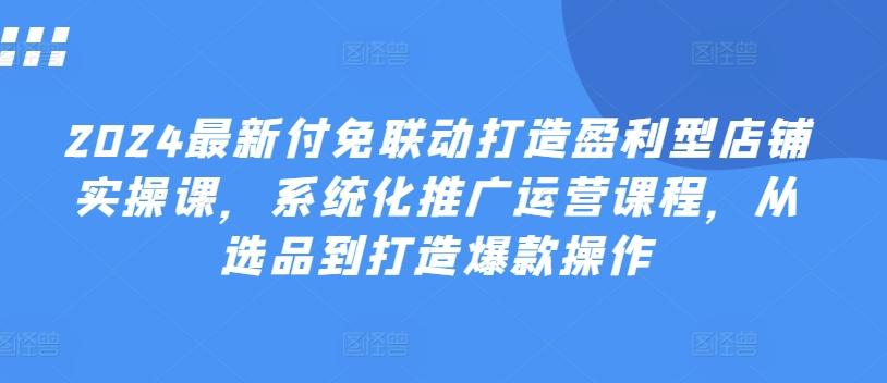 be6a2d01e21d926ef99b0624199b9b5d.jpeg 2024最新付免联动打造盈利型店铺实操课,系统化推广运营课程,从选品到打造爆款操作