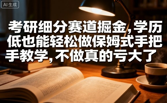 考研细分赛道掘金，日入1k+，学历低也能轻松做保姆式手把手教学，不做真的亏大了【揭秘】-鼎铸网