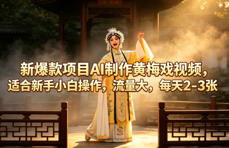 bea55d8bfe0c109dd3a80e646237f995.jpeg 新爆款项目AI制作黄梅戏视频,适合新手小白操作,流量大,每天2-3张