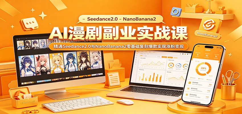 AI漫剧副业实战课:精通Seedance2.0与NanoBanana2零基础复刻爆款实现涨粉变现-鼎铸网