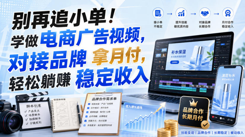 别再追小单！学做电商广告视频，对接品牌拿月付，轻松躺賺稳定收入【原创双语字幕】-鼎铸网