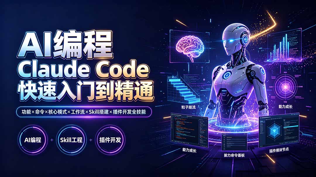 bf921cf2631874c4045a36b0fbe5faf9.jpeg AI编程 Claude Code快速入门到精通:功能×命令×核心模式×工作流×Skill搭建×插件开发全技能