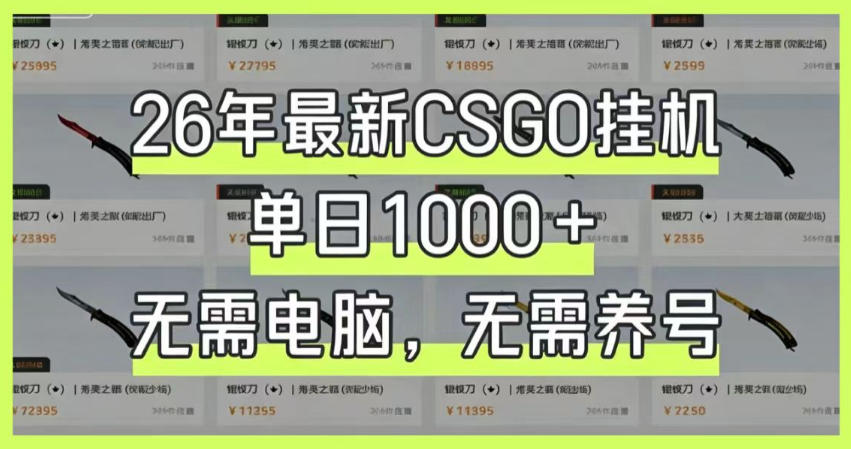 26年最新CSGO挂G系统,单日1000+,无需电脑,无需养号,0基础可上手【揭秘】-鼎铸网