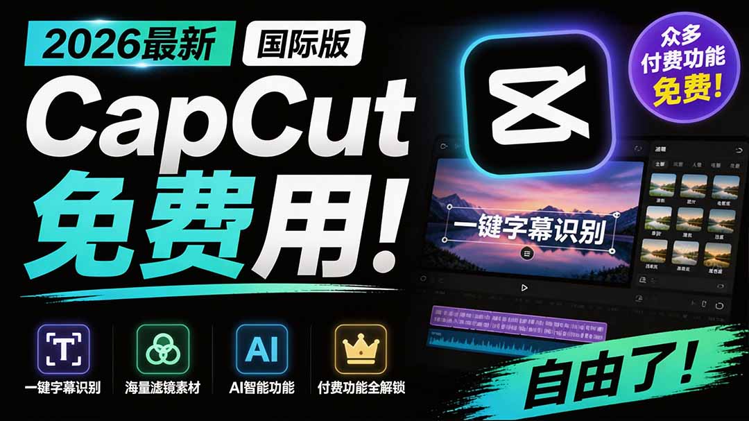bf9e3f1db525cf6427875dc0ce6f290a.jpeg 2026最新国际版剪映!CapCut 众多付费功能免费用,一键字幕识别 / 滤镜素材 / AI智能功能自由了 CapCut