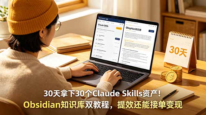 30天拿下30个Claude Skills资产！Obsidian知识库双教程，提效还能接单变现-鼎铸网
