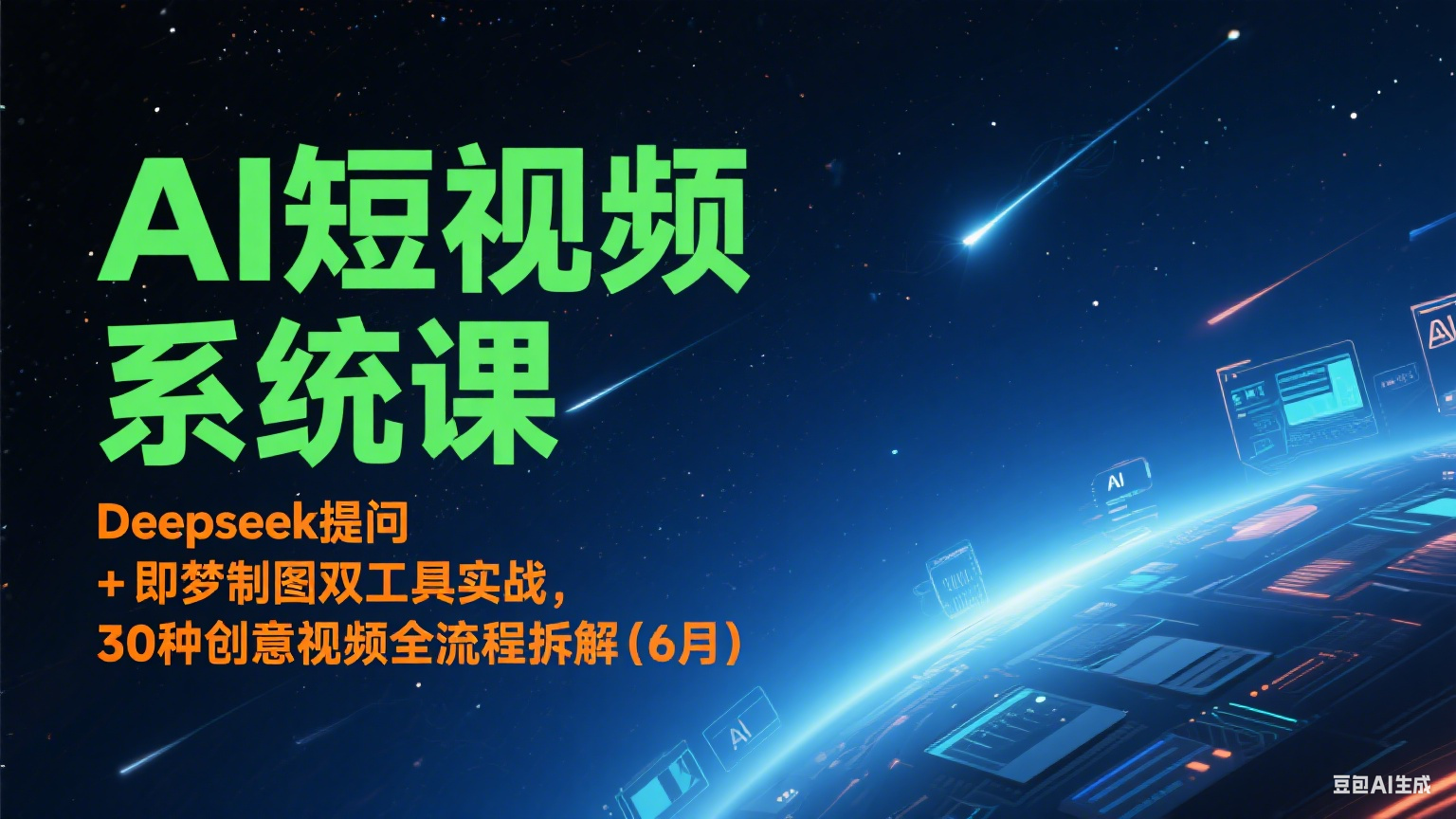 AI短视频系统课：Deepseek提问 + 即梦制图双工具实战，30种创意视频全流程拆解(6月)-鼎铸网