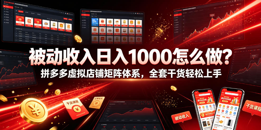c065bfbaffe7469dd158a9a61a98a49c.jpeg 被动收入日入1000怎么做?拼多多虚拟店铺矩阵体系,全套干货轻松上手【揭秘】