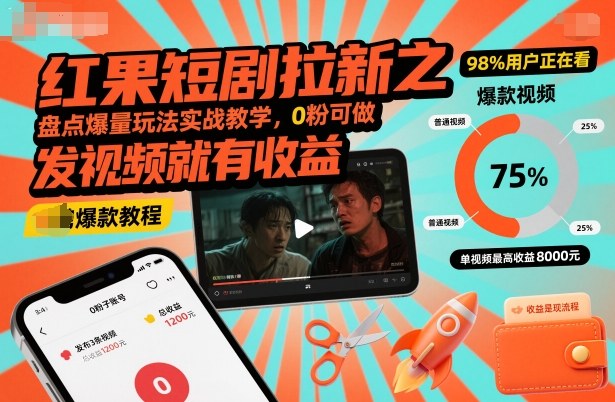 c0850cabcd08b065de21608ad0c18043.jpeg 红果短剧拉新之盘点爆量玩法实战教学,0粉可做,发视频就有收益