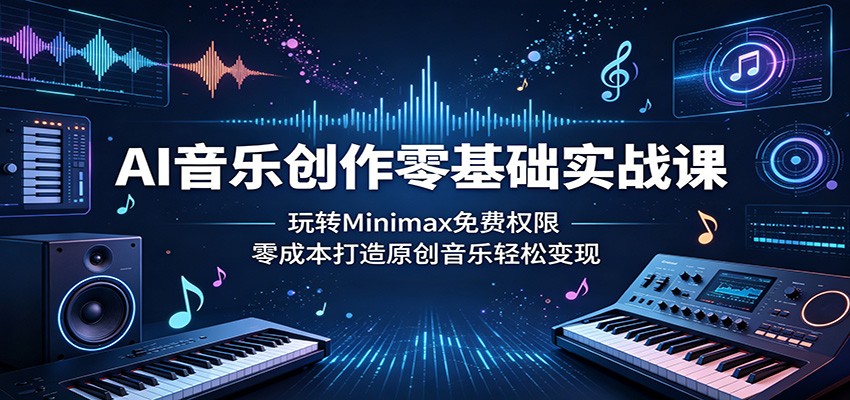 AI音乐创作零基础实战课:玩转Minimax免费权限,零成本打造原创音乐轻松变现-鼎铸网