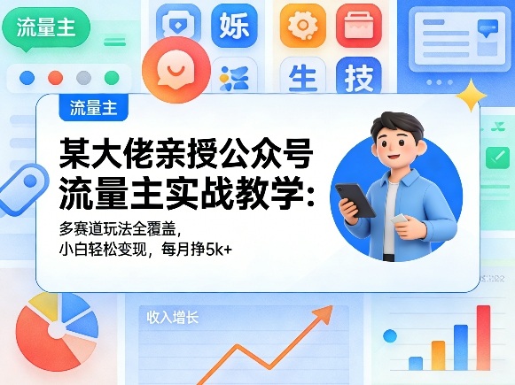 某大佬亲授公众号流量主实战教学:多赛道玩法全覆盖,小白轻松变现,每月多挣5k+-鼎铸网