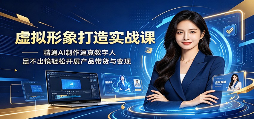 虚拟形象打造实战课:精通AI制作逼真数字人,足不出镜轻松开展产品带货与变现-鼎铸网
