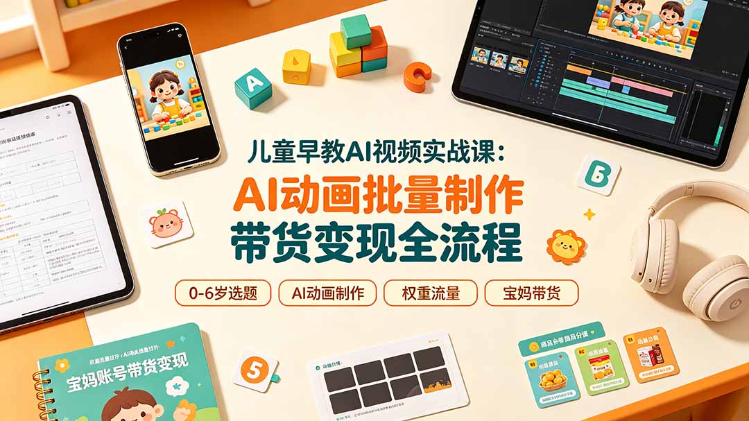 c0dada340191567d6b2c1b5e33c398c6.jpeg 儿童早教AI视频实战课:0-6岁认知选题|AI动画批量制作|权重流量拉升|宝妈账号带货变现全流程