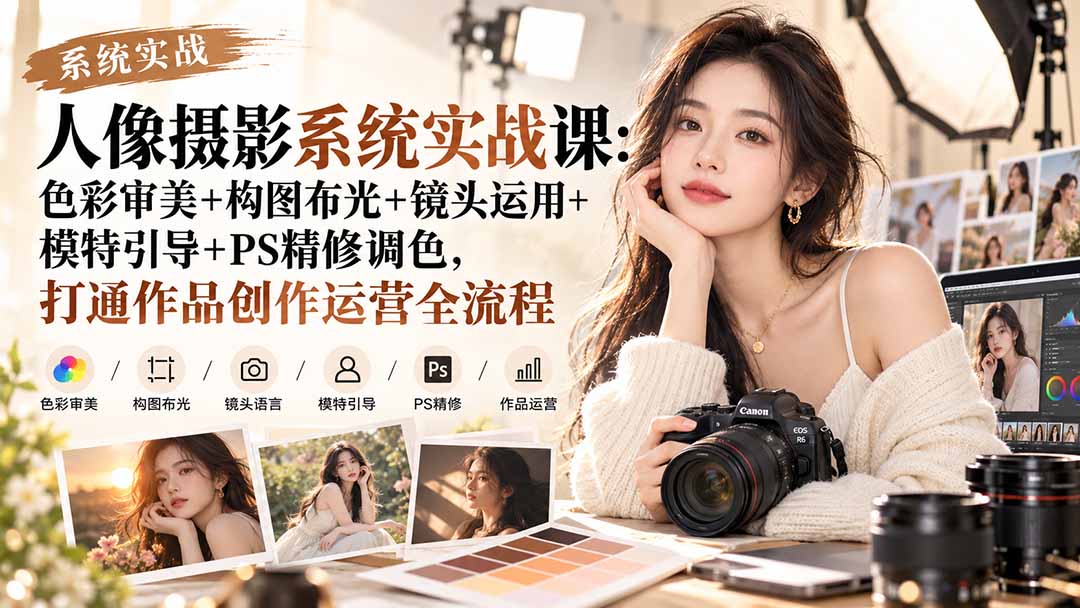 c104c3d90cd36e95eff3b22436053425.jpeg 【无水印】人像摄影系统实战课:色彩审美+构图布光+镜头运用+模特引导+PS精修调色,打通作品创作运营全流程