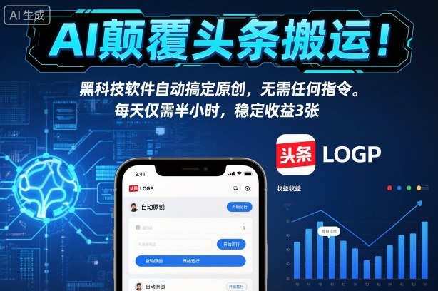c15dbb271a42d26851ca87bdb291fc7b.jpeg AI颠覆头条搬运!黑科技软件自动搞定原创,无需任何指令。每天仅需半小时,稳定收益3张【揭秘】
