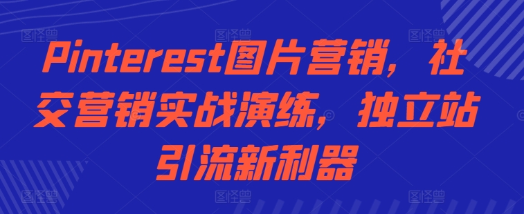 Pinterest图片营销，社交营销实战演练，独立站引流新利器-鼎铸网