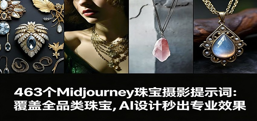 463个Midjourney珠宝摄影提示词：覆盖全品类珠宝，AI设计秒出专业效果-鼎铸网