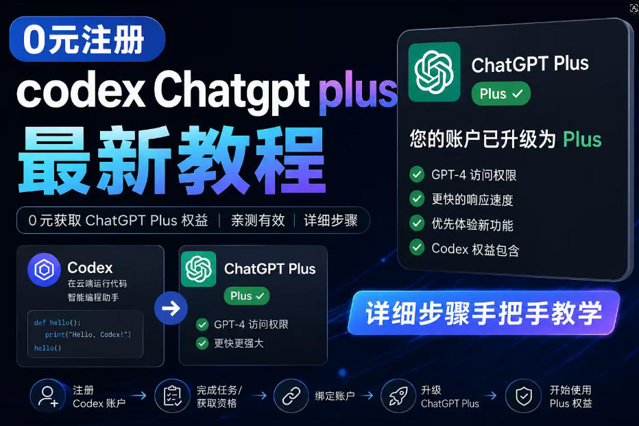 0元全自动注册codex gpt plus最新教程,0元获取GPT Plus权益,手把手详细教学-鼎铸网