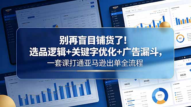 别再盲目铺货了!选品逻辑+关键字优化+广告漏斗,一套课打通亚马逊出单全流程-鼎铸网