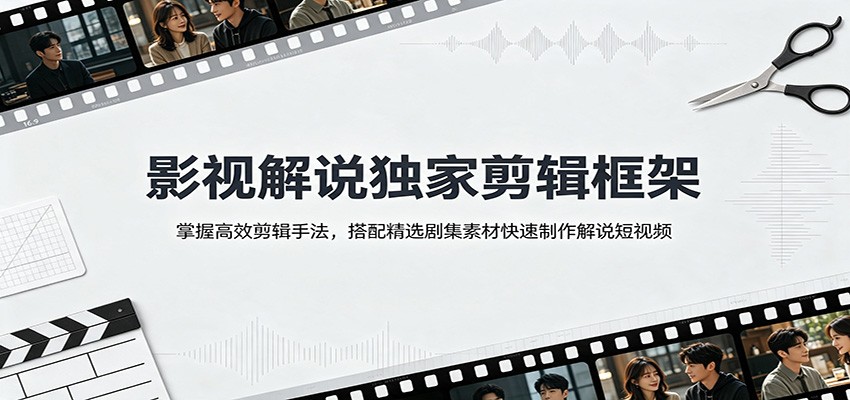 影视解说独家剪辑框架:掌握高效剪辑手法,搭配精选剧集素材快速制作解说短视频-鼎铸网