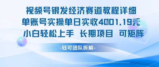 视频号银发经济赛道单账号实操单日实收1k+，小白轻松上手长期项目-鼎铸网