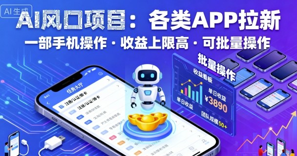 c3ff08cc612eb8b3d6091e2ab9017b9c.jpeg AI风口项目,各类APP拉新,一部手机就可以操作,收益上限高,可批量操作