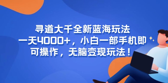 寻道大千全新蓝海玩法，一天4000+，小白一部手机即可操作，无脑变现玩法！-鼎铸网
