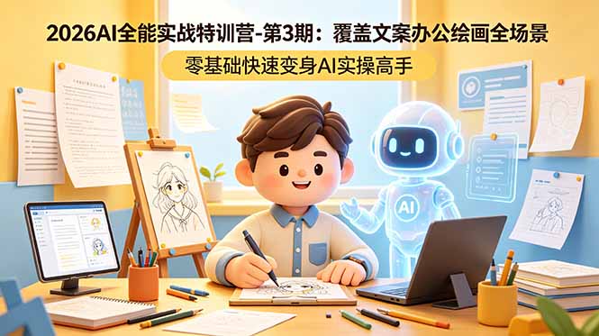 2026AI全能实战特训营-第3期:覆盖文案办公绘画全场景 零基础快速变身AI实操高手-鼎铸网