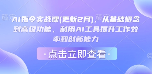 AI指令实战课(更新2月)，从基础概念到高级功能，利用AI工具提升工作效率和创新能力-鼎铸网