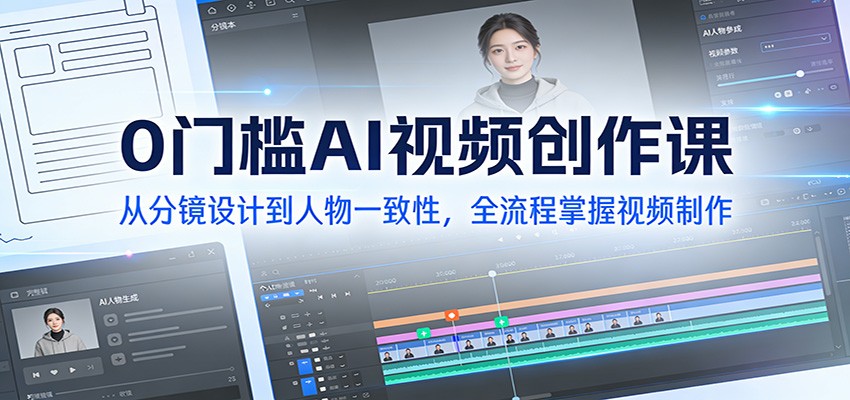 0门槛AI视频创作课：从分镜设计到人物一致性，全流程掌握视频制作-鼎铸网