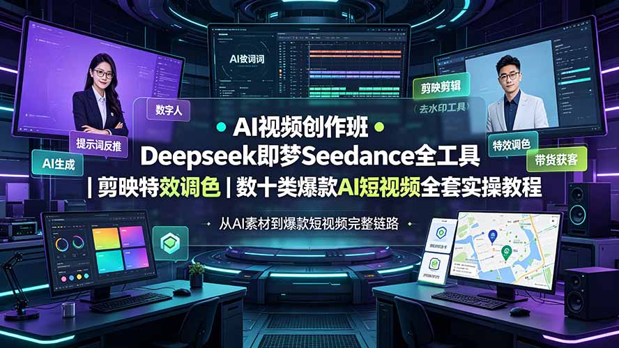 c5e6ebc6b2c3b8828fe55c77d86cc6a3.jpeg AI视频创作班◆Deepseek即梦Seedance全工具|剪映特效调色|数十类爆款AI短视频全套实操教程