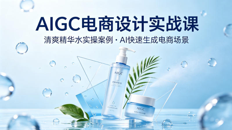 c6ec31c94c4d71765857b87f231a3755.jpeg AIGC电商设计实战课,以清爽精华水为实操案例,教你用AI快速生成电商场景