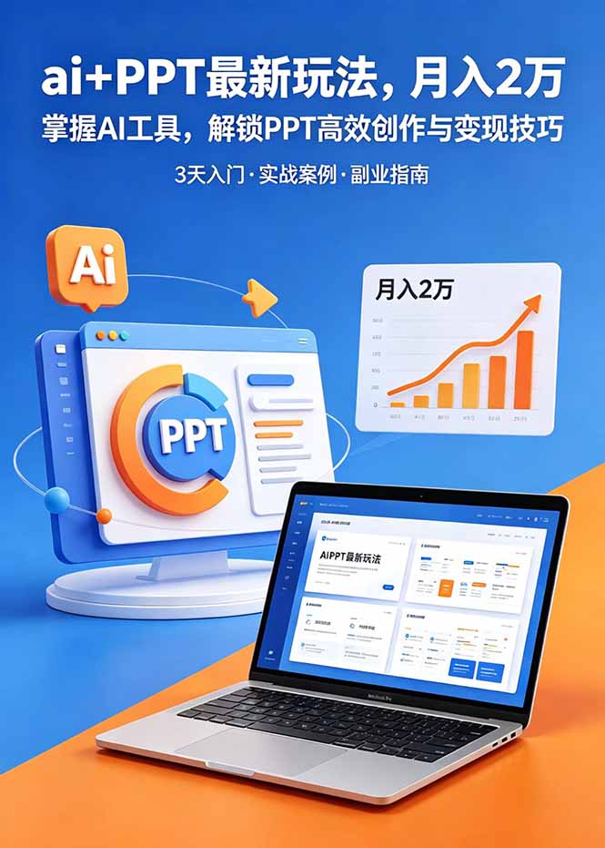 c6ff34d405c04c6fc74a6adb1bb81de7.jpeg ai+PPT最新玩法,月入2万掌握AI工具,解锁PPT高效创作与变现技巧3天入门,实战案例·副业指南